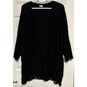 Blue Sky Women's Handmade in Bali Black Embroidered‎ Open Front Jacket No Size